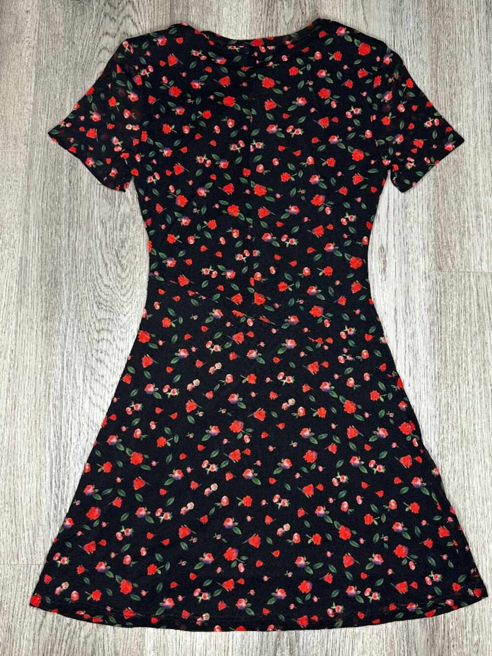 NWOT Princess Polly Black Dione Red Floral Mesh A-line Mini Slip Dress Size 6 - Picture 5 of 9